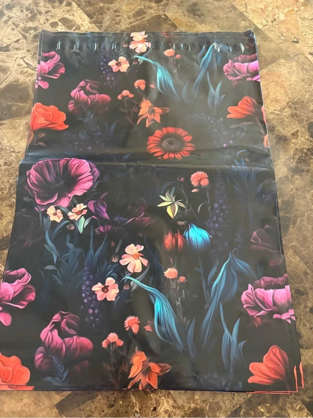 13 - 10 X 13 Floral  Black Shipping Mailer Bag - Premium Decorative Poly Mailer